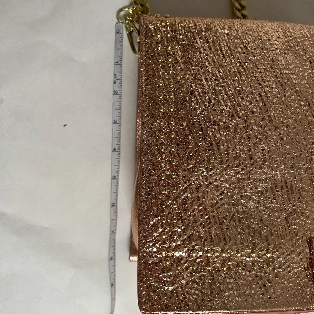 MARC ELLIS Leather Crossbody Shoulder Bag Metallic Pink Made in Italy - Picture 5 of 9